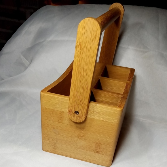Natural Bamboo Cultery Caddy With Handle - Picture 6 of 10